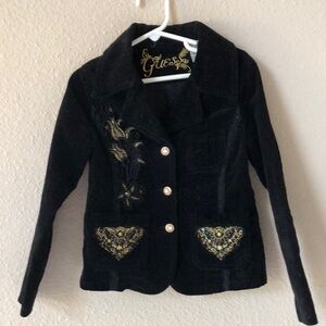 Guess Black Velvet Jacket Kids Size 6